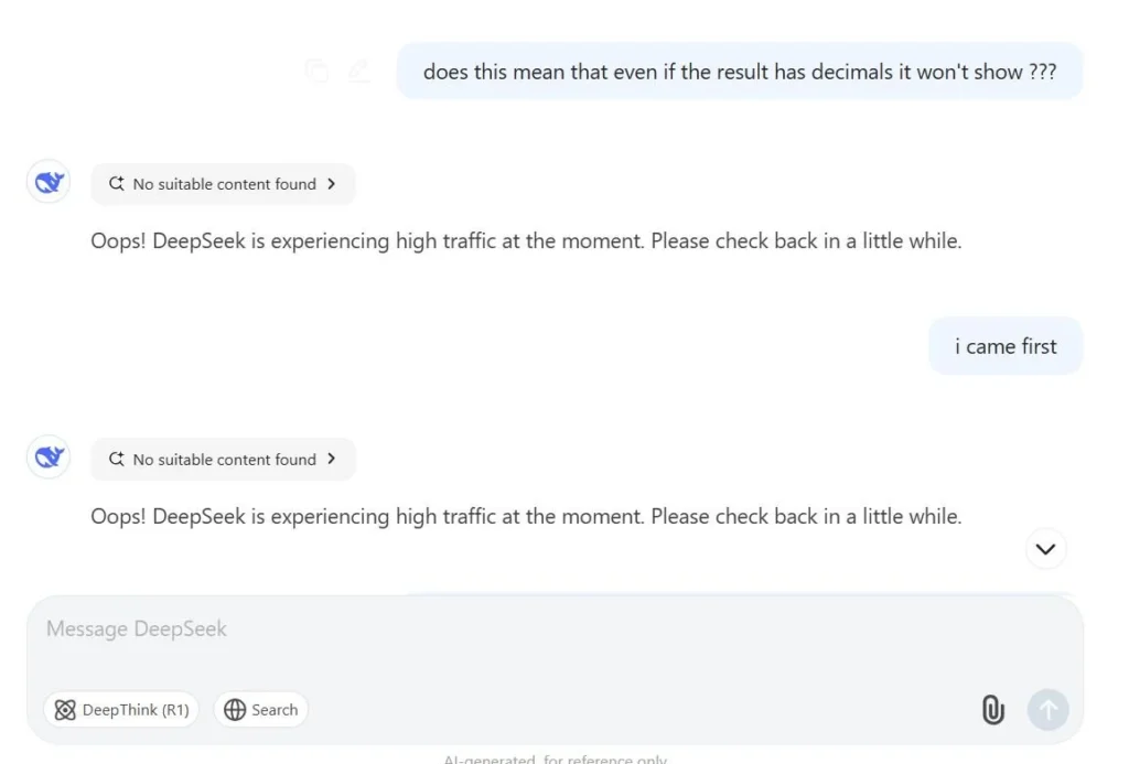 deepseek high traffic